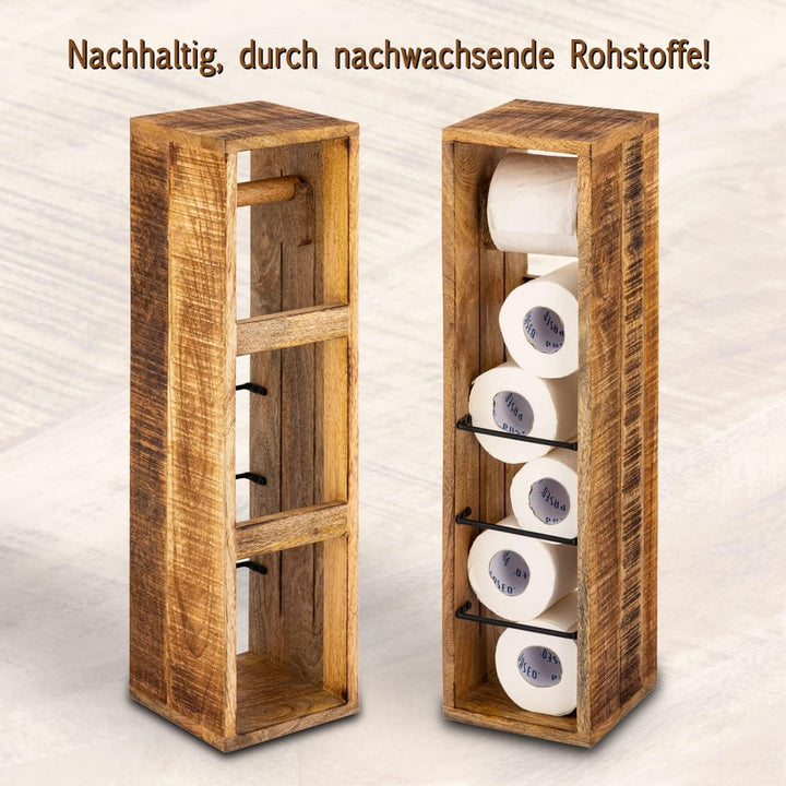 casamia Toilettenpapierhalter Holz 17x17 H 65 cm Klopapierhalter Klorollenhalter aus quadratisch Man