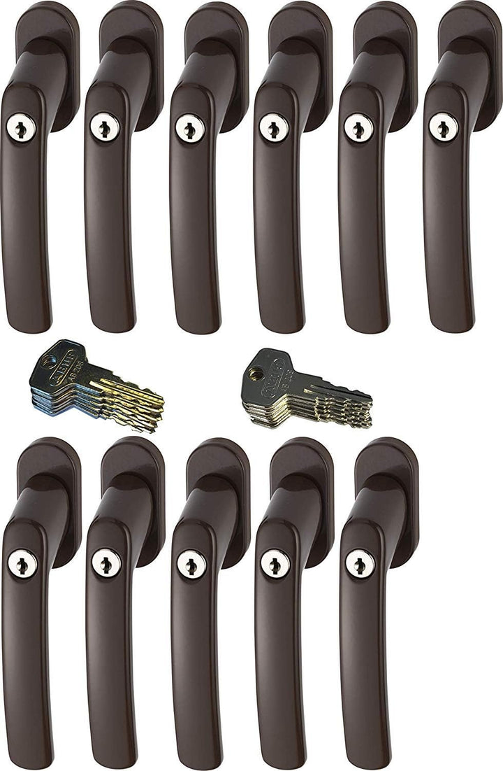 ABUS FG200 B SB abschliessbarer Fenstergriff, braun im Set 11 Stück
