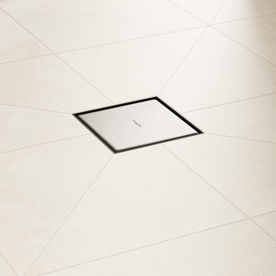 hansgrohe 56247800 RainDrain Point Punktablauf 100/100 rückseitig befliesbar Edelstahl gebürstet Kom