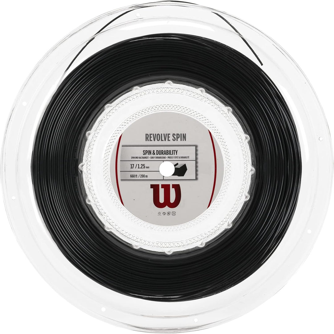 Wilson Unisex Tennissaite Revolve Spin 200 Meter 1,25 mm Schwarz, 200 Meter 1,25 mm Schwarz