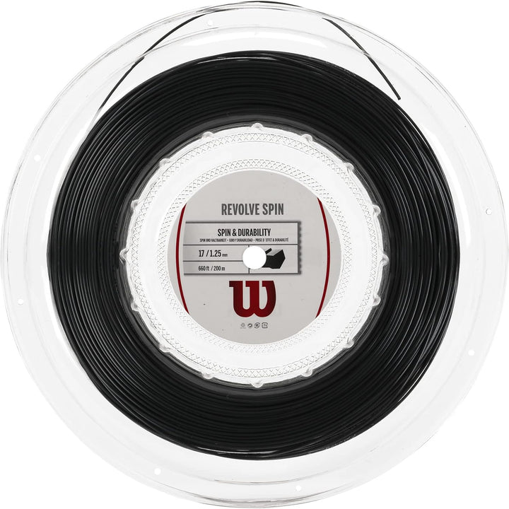 Wilson Unisex Tennissaite Revolve Spin 200 Meter 1,25 mm Schwarz, 200 Meter 1,25 mm Schwarz