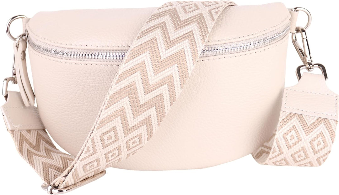 MIRROSI® Bauchtasche Damen, Echtleder, Made in Italy, Umhängetasche, Brusttasche, Crossbody Bag (1 T