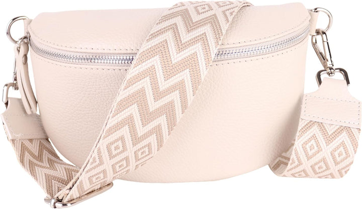 MIRROSI® Bauchtasche Damen, Echtleder, Made in Italy, Umhängetasche, Brusttasche, Crossbody Bag (1 T