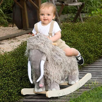 labebe Baby Plüsch Schaukelpferd Holz Schaukeltier Mammut Kinder Schaukelspielzeug Kleinkind Spielze