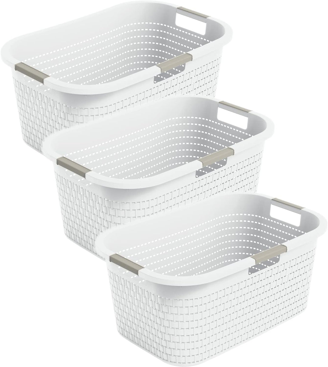 Rotho Country Wäschekorb 40l, Kunststoff (PP) BPA-frei, mistletoe Weiss, 40l (58.0 x 38.9 x 25.1 cm)