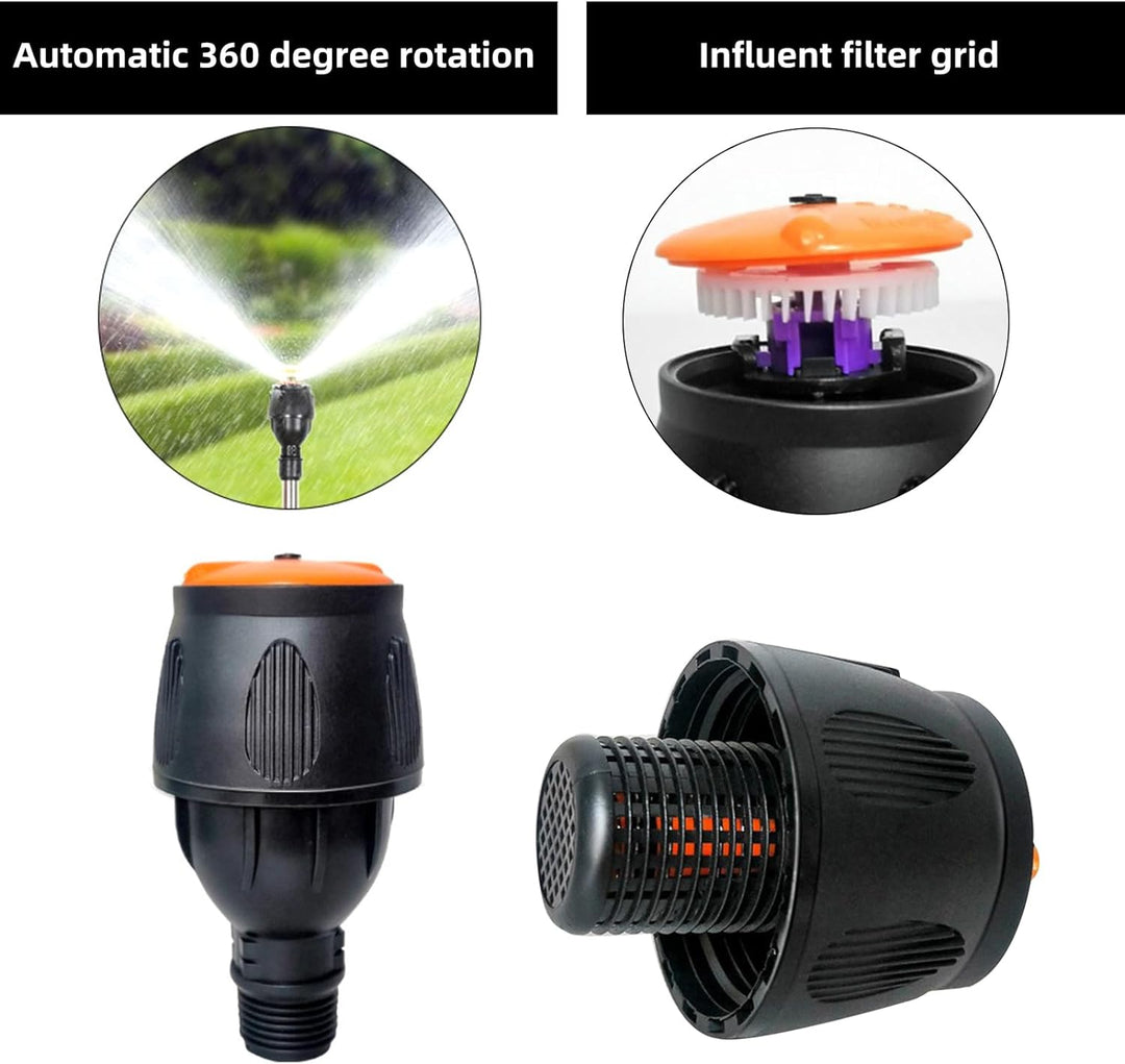 Drehbarer Stativ-Sprinkler, 360 Grad Automatic Rotating Teleskop-Sprinkler-Stativ,Bewässerungsregner