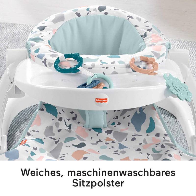 Fisher-Price HPF45 - transportabler Baby-Stuhl mit Ablage und 2 Babyspielzeugen, Bodensitz, Babyzube