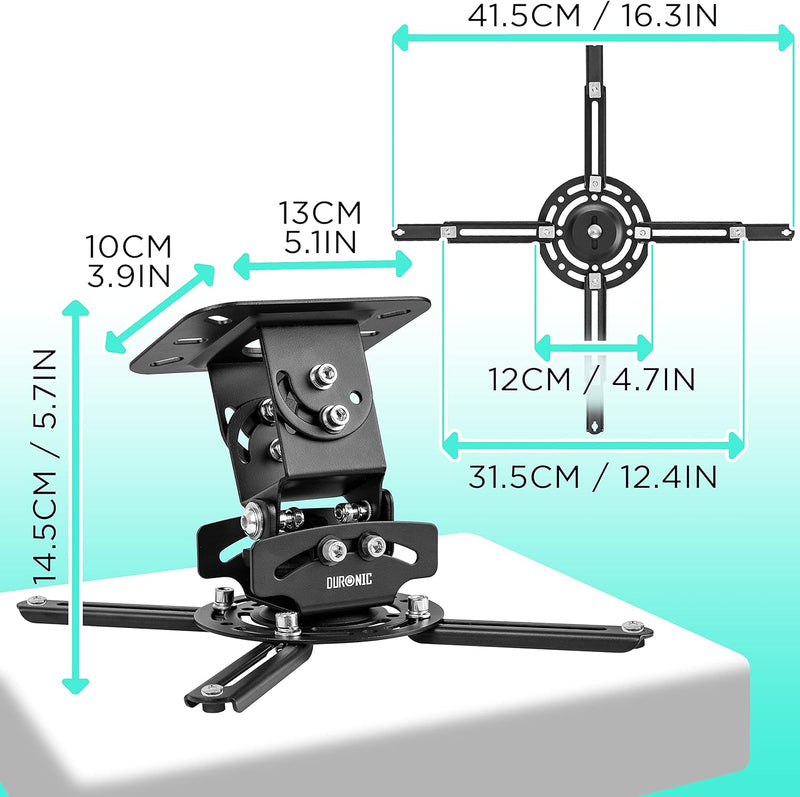 Duronic PB04XL Beamer Halterung | Projektor Deckenhalterung | Universal Wandhalterung | Halterung fü