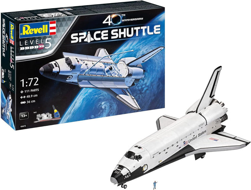 Revell Geschenkset I Space Shuttle, 40th. Anniversary I Raumschiffmodell im Massstab 1:72 I Für Kind