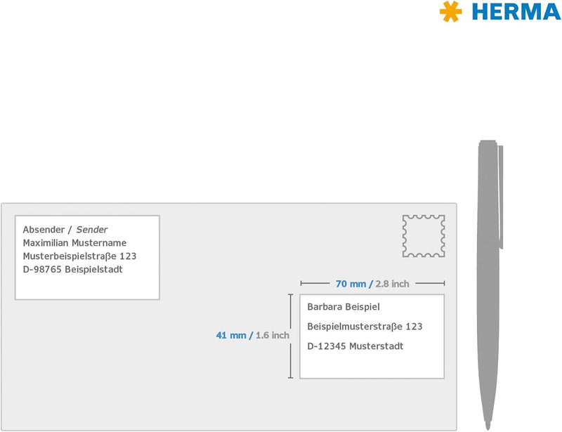 HERMA 4634 Adressetiketten, 200 Blatt, 70 x 41 mm, 21 Stück pro A4 Bogen, 4200 Aufkleber, selbstkleb