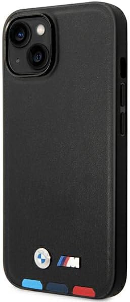 Etui BMW BMHMP14S22PTDK Hülle für iPhone 14 6,1" schwarz/Black Leather Stamp Tricolor