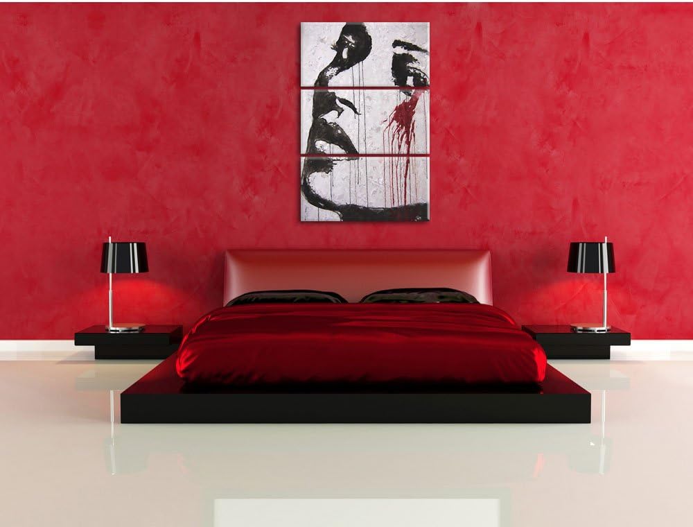 Pixxprint Abstrakt Frau Malerei Effekt 3-Teiler Leinwandbild 120x80 Bild auf Leinwand