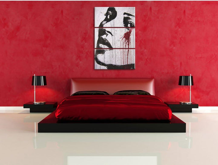 Pixxprint Abstrakt Frau Malerei Effekt 3-Teiler Leinwandbild 120x80 Bild auf Leinwand