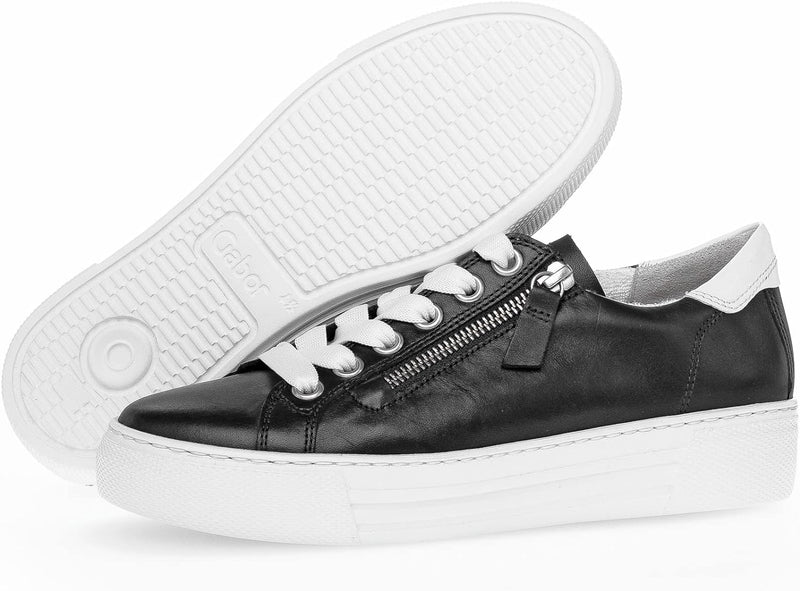 Gabor Damen Low-Top Sneaker, Frauen Halbschuhe,Wechselfussbett 38.5 EU Blau Midnight Weiss, 38.5 EU