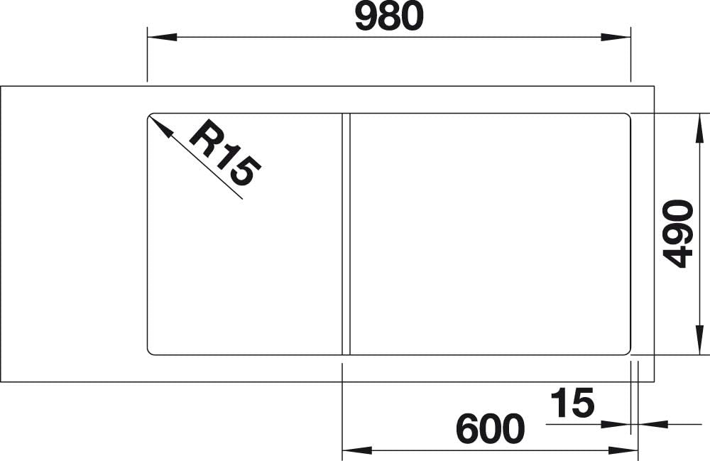 BLANCO AXIA III 6 S | SILGRANIT anthrazit | Einbauart: Einbau von Oben | Hauptbecken rechts | mit Ho