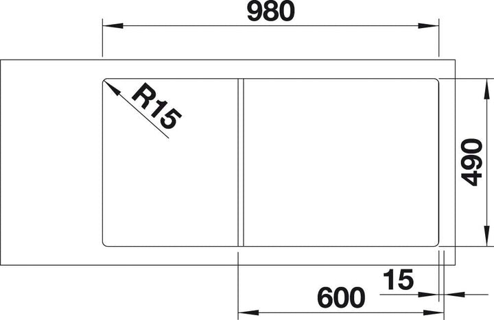 BLANCO AXIA III 6 S | SILGRANIT anthrazit | Einbauart: Einbau von Oben | Hauptbecken rechts | mit Ho