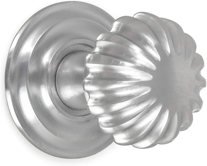 Antikas - Türknauf mit Rosette, feststehend, Türdrücker aus mattem Chrom, wie antik