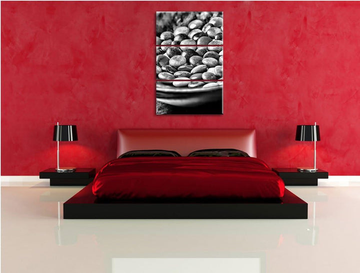 Pixxprint Monocrome, Schokolade Smarties Schoko Süssigkeiten 3-Teiler Leinwandbild 120x80 Bild auf L