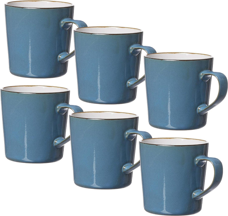 Kaffeebecher-Set Visby, 6-teilig, je 400 ml, Blau, Steinzeug Kaffeebecher Blau, Kaffeebecher Blau