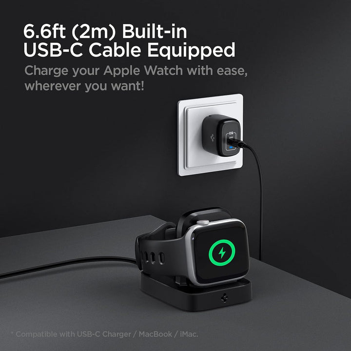 Spigen ArcField Kabelloses Ladeständer für Apple Watch MFi zertifiziert Eingebautes Ladegerät USB C-