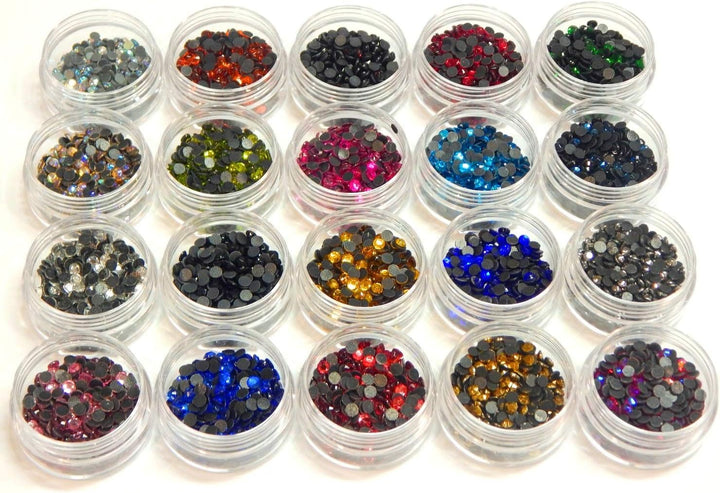 10000 Stück, Hotfix Strasssteine, zum Aufbügeln, AAA Qualität, 20 Farben Set mit Sortierbox, Glitzer