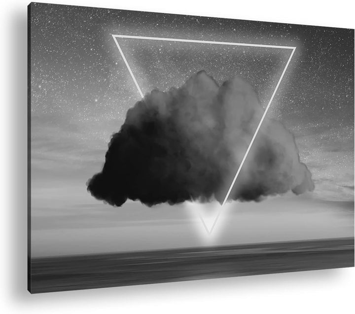 deyoli Dreieck Wolken Logo Format: 80x60 Effekt: Schwarz&Weiss als Leinwandbild, Motiv fertig gerahm