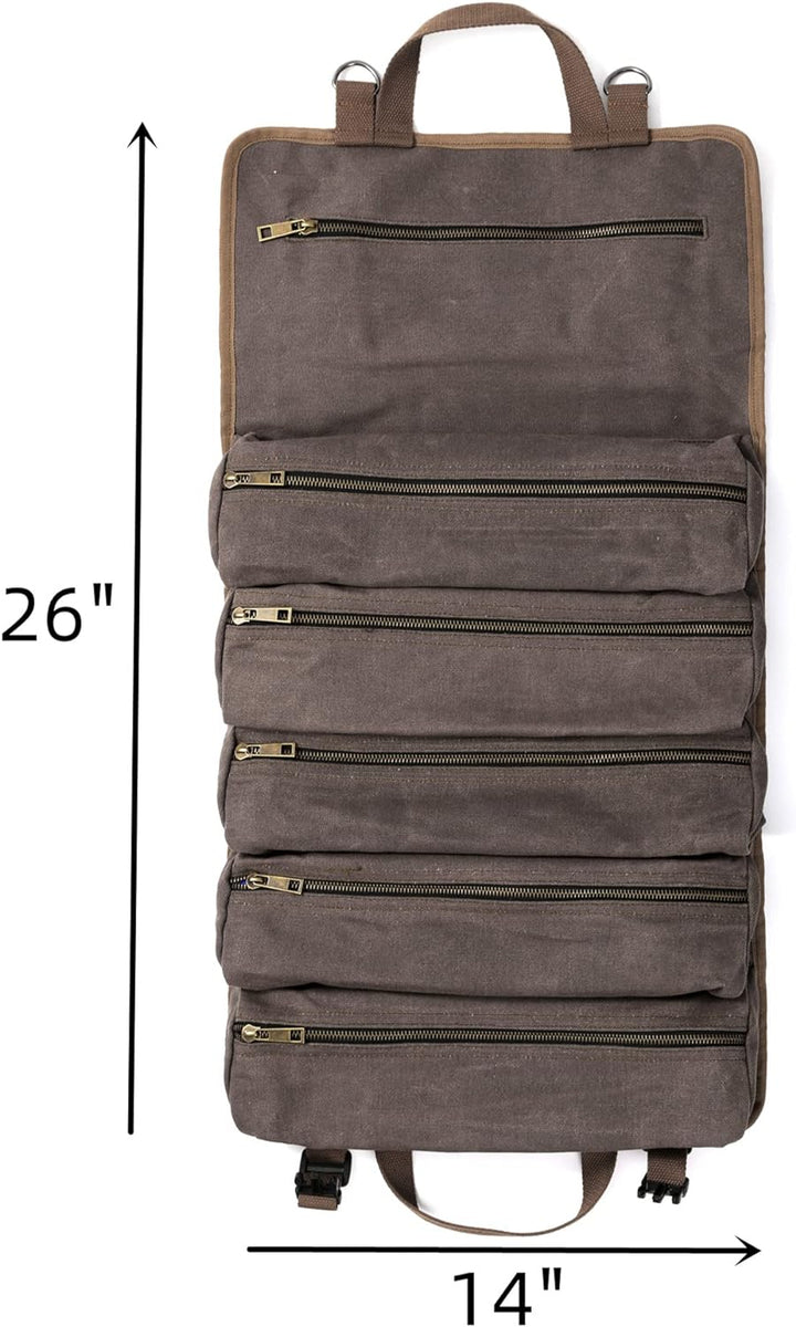 Werkzeug-Rolltasche, Werkzeugrolle für Schraubenschlüssel, aus strapazierfähigem16oz gewachstem Sege