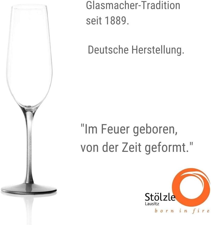 STÖLZLE LAUSITZ Sektgläser Event 195 ml in Silber I Schaumweingläser 6er Set Kristallglas I Sektflöt