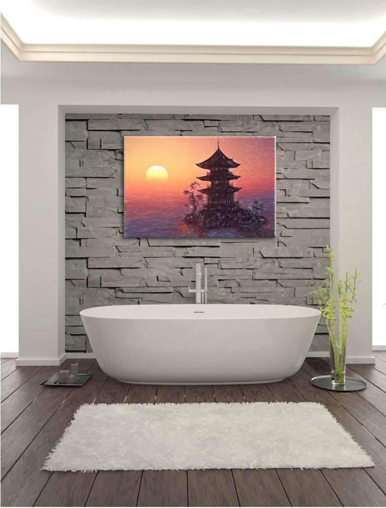 Pixxprint Buddhistischer Tempel in Asien als Leinwandbild/Grösse: 100x70 cm/Wandbild/Kunstdruck/fert