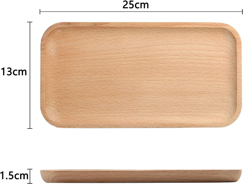 zeeooil Servierplatte aus Holz, 3 Stück, 24,8 cm, rechteckig, Serviertablett aus Holz, Charcuterie-B