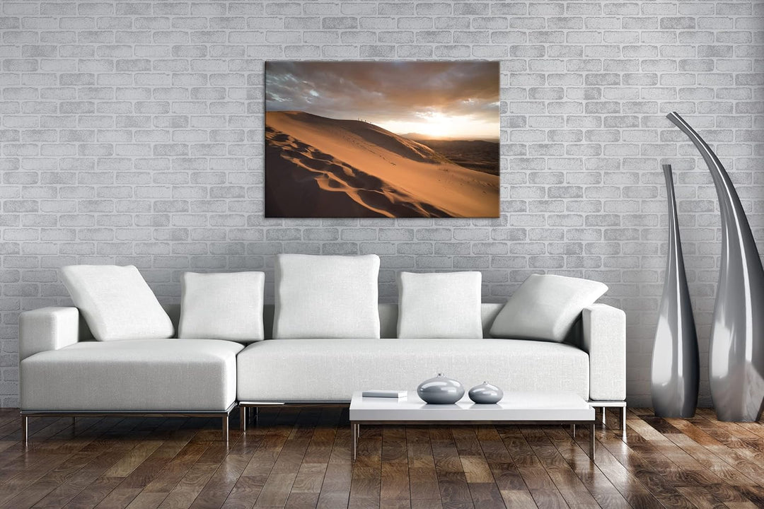 Sanddüne in der Wüste Format: 100x70 als Leinwandbild, Motiv fertig gerahmt auf Echtholzrahmen, Hoch