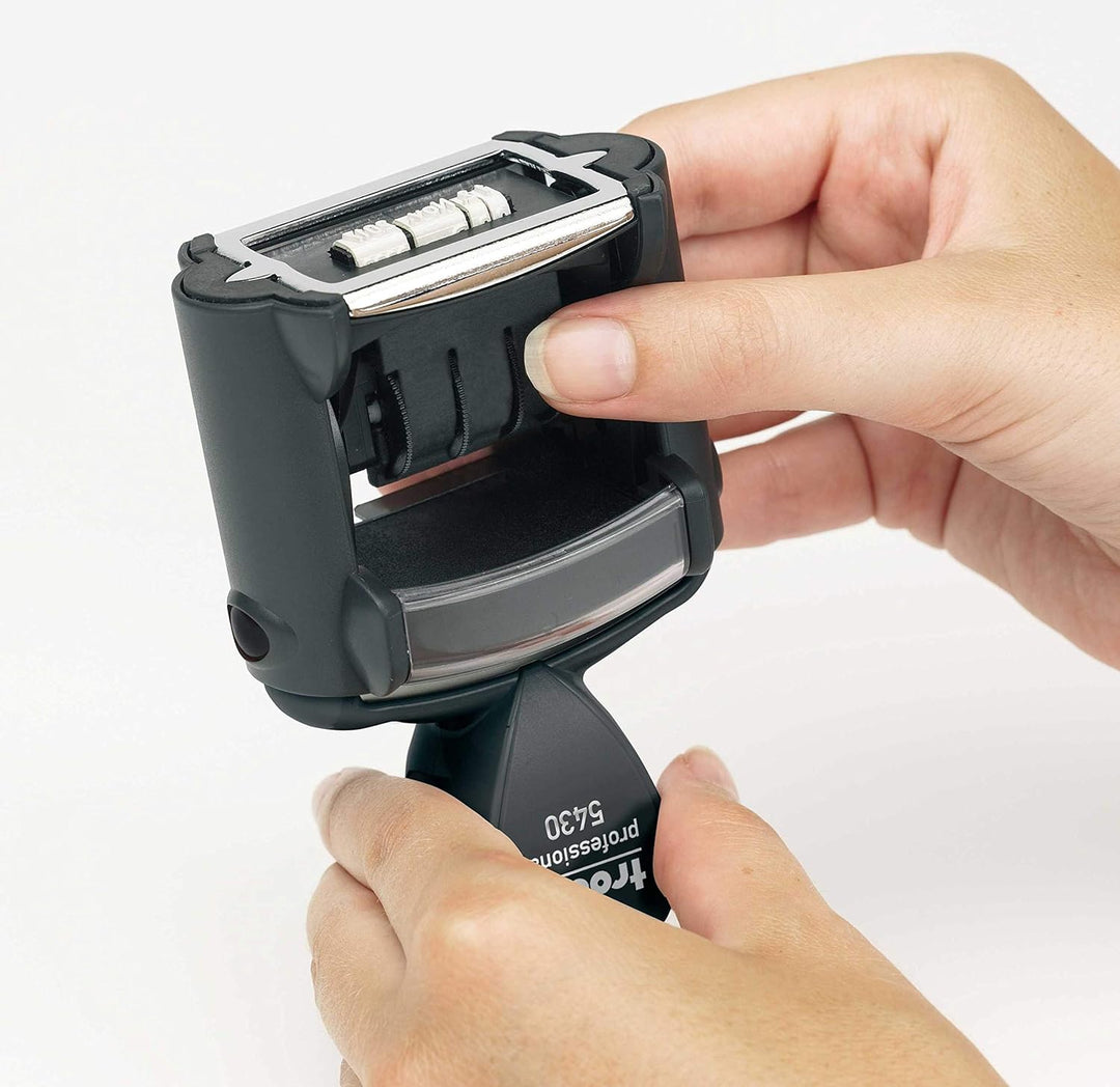 Trodat Professional Text- & Datumsstempel 5430-41x24 mm - 2 Zeilen und Datum, in verschiedenen Farbe