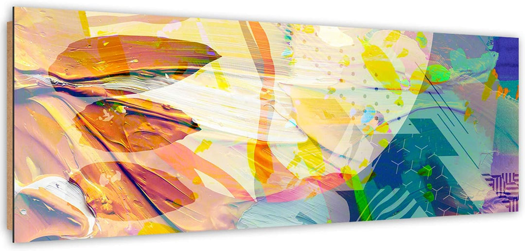 Wanddeko Abstraktion Kunst modern Bilder Kunst werk mehrfarbig 140x45 cm Deco panel 140x45 cm A, Dec