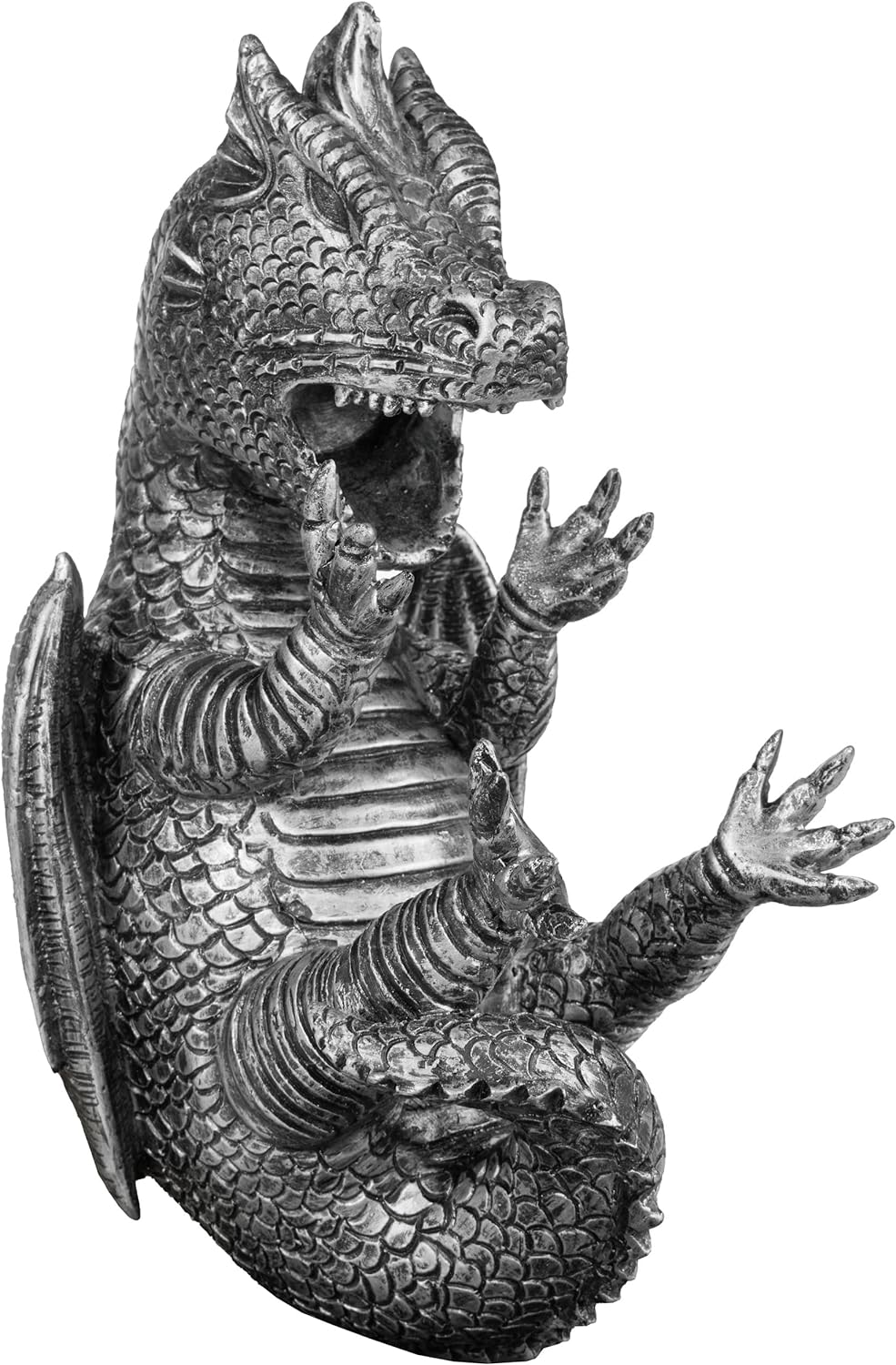 BRUBAKER Weinflaschenhalter durstiger Drache Silber - Fantasy Flaschenhalter Drachenmodel - Flaschen