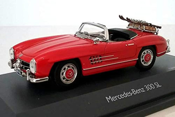 Schuco Mercedes Benz 300SL, Skiurlaub mit Koffer und Ski, Modellauto, 1:43, rot, limitierte Auflage