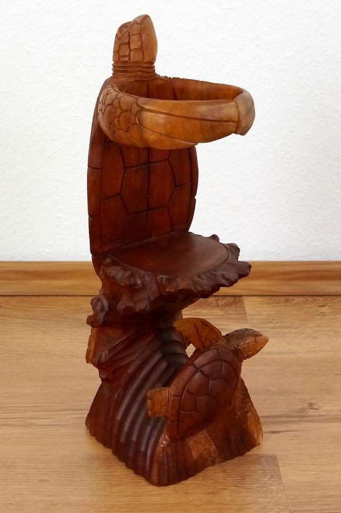 livasia Weinflaschenhalter Bali, Schildkröte stehend, Flaschenständer, Flaschenhalter (Handarbeit)