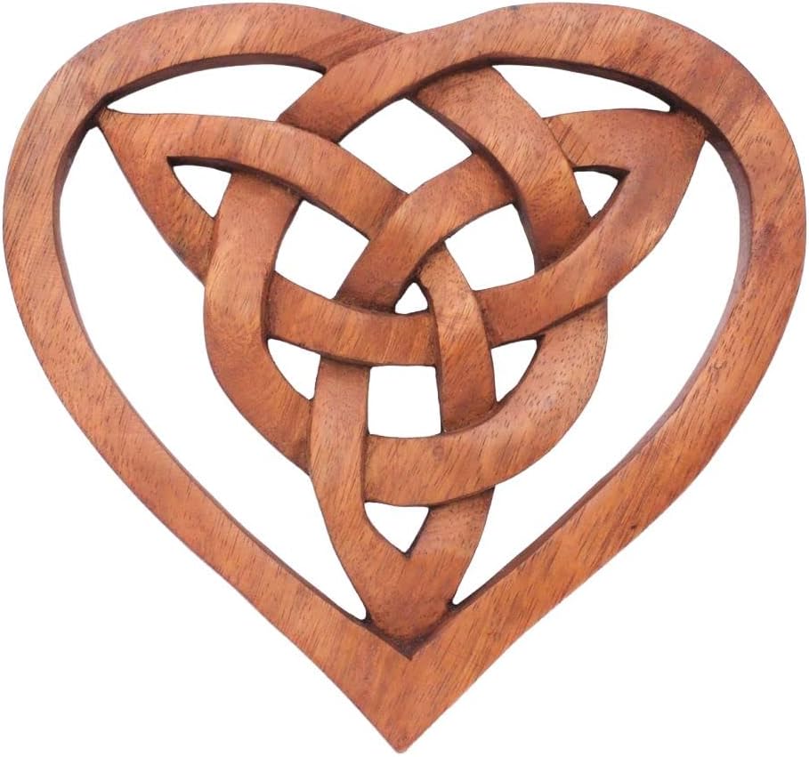 Windalf Handarbeit Celtic Irisches Holzbild FIONA 20.5 cm Keltisches Herz Wandornament Holz
