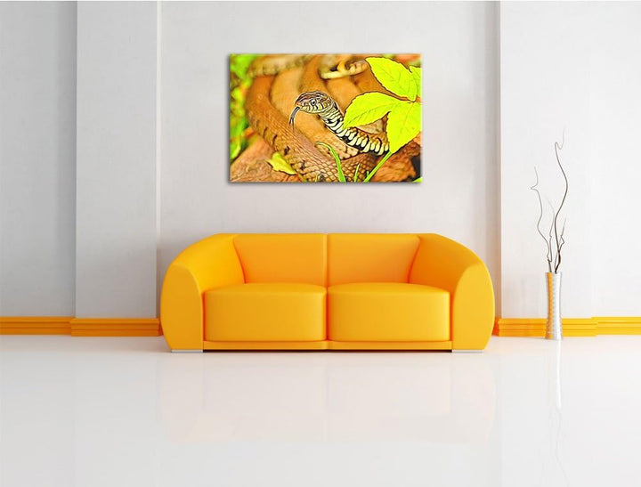 beeindruckende Schlange Deluxe Format: 100x70 cm auf Leinwand, XXL riesige Bilder fertig gerahmt mit