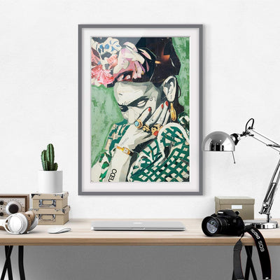 Bild mit Rahmen - Frida Kahlo - Collage No.3 - Rahmenfarbe Grau, 40 x 30 cm 40cm x 30cm Grau, 40cm x