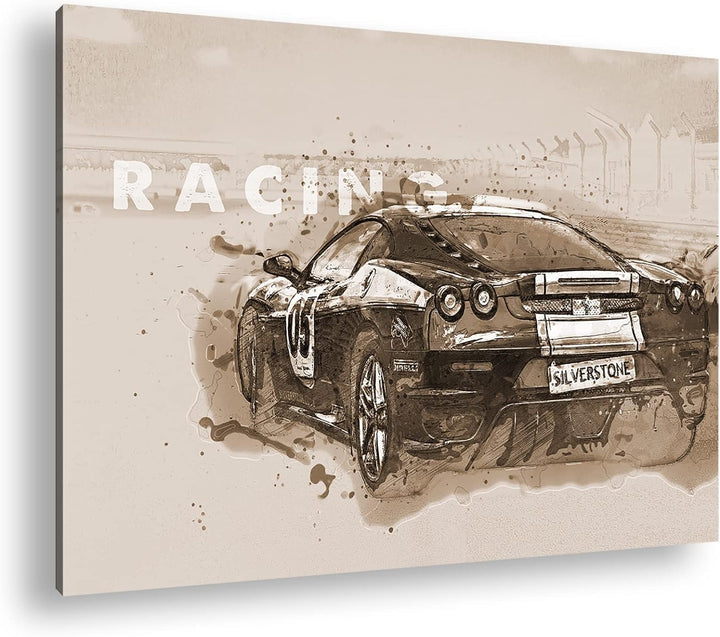 deyoli Racing Auto Effekt: Sepia Format: 80x60 als Leinwandbild, Motiv fertig gerahmt auf Echtholzra