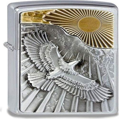 Zippo Feuerzeug 2003192 Eagle Sun-Fly Emblem Benzinfeuerzeug, Messing, Eagle Sun-Fly