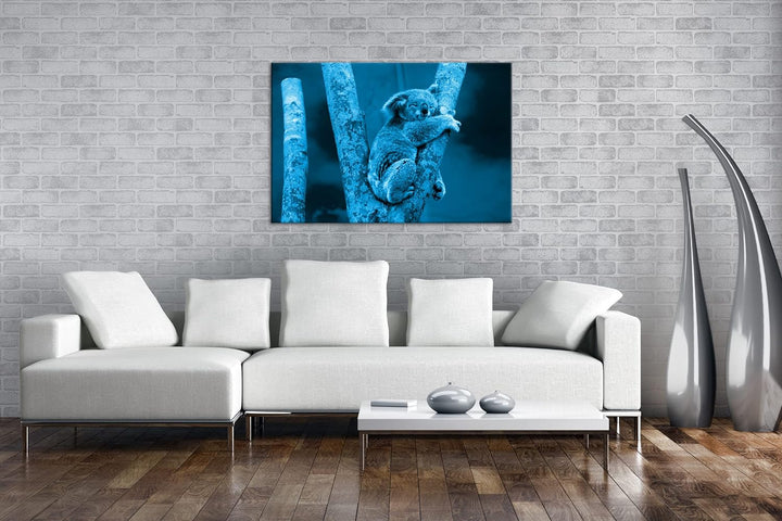 deyoli niedlich schlafender Koalabär Format 80x60 Effekt: Monocrome Blau als Leinwandbild, Motiv fer