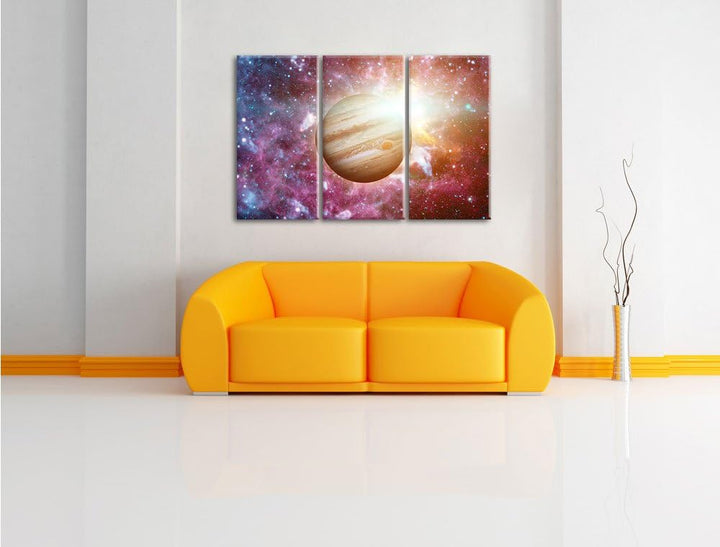 Pixxprint Planet Jupiter im Universum als Leinwandbild/Grösse: 3Teilig / Wandbild/Kunstdruck/fertig