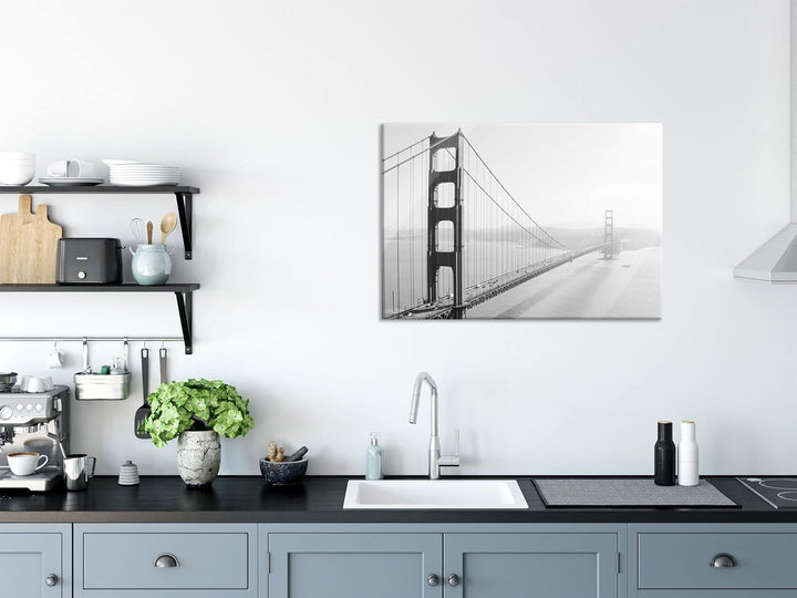 Pixxprint Glasbild | Wandbild aus Echtglas | Golden Gate Bridge San Francisco | 80x60 cm | inkl. Auf