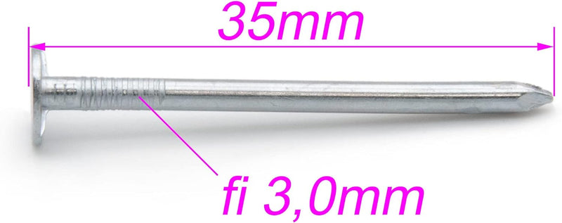 Dachpappennägel, Dachpappstift 3,0 x 35 mm, dachpappenstift, Bilder Nagel Verzinkt, 5,0 kg 5,0 kg 3,