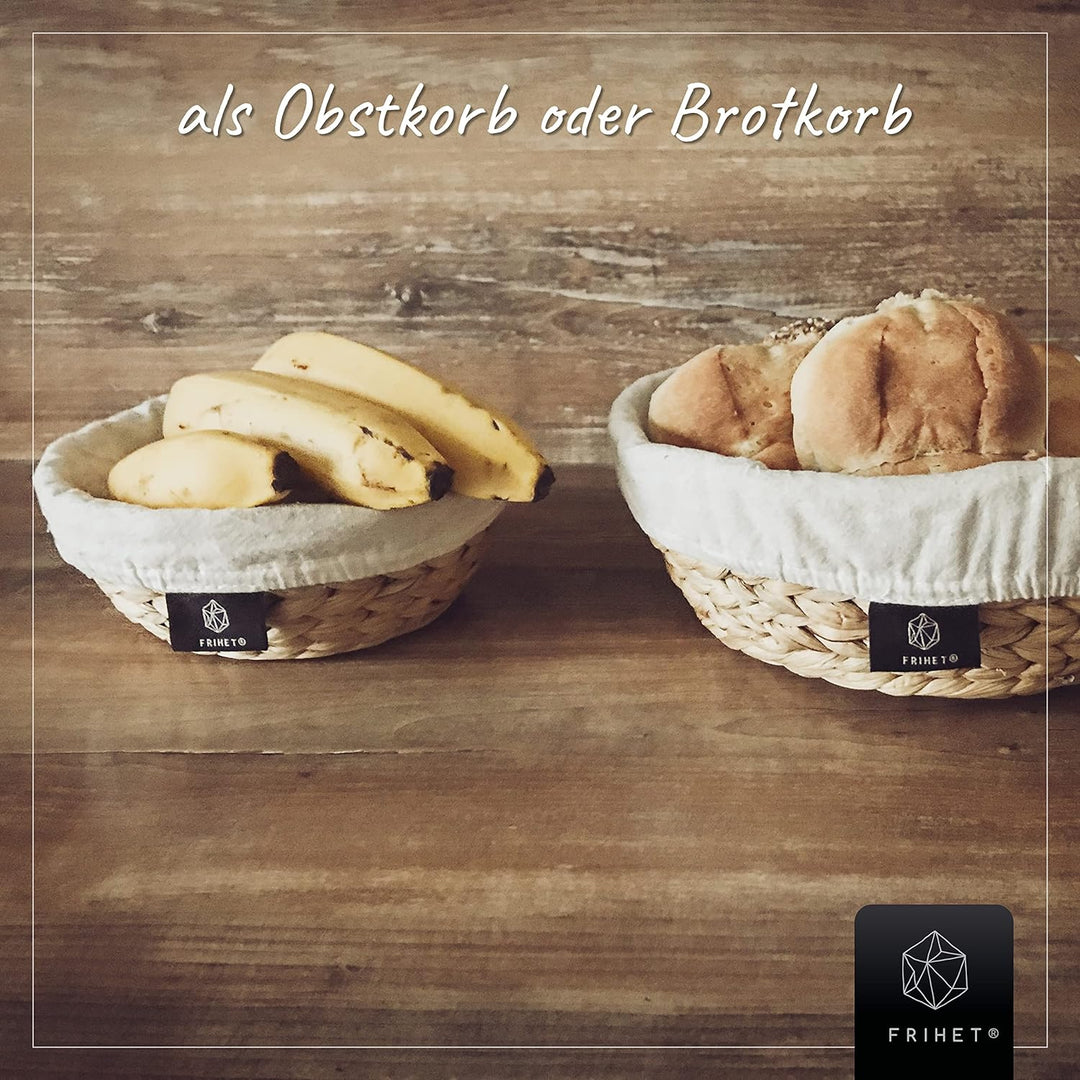 FRIHET Brotkorb Obstkorb geflochten Wasserhyazinthe 2er Set