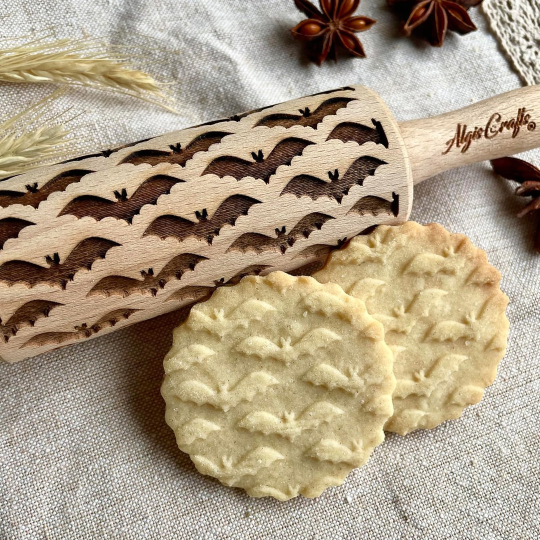 3-er SET Kinder Nudelhölzer HALLOWEEN. Teigrolle für hausgemachtes Gebäck. Halloween Teigrolle. Grav