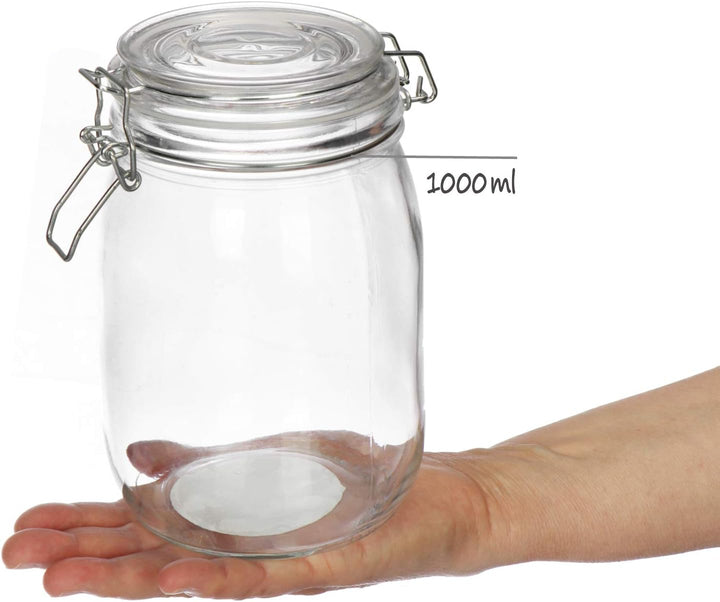 COM-FOUR® 2x Einmachglas mit Bügelverschluss - Vorratsgläser mit Gummiring - Vorratsglas luftdicht -