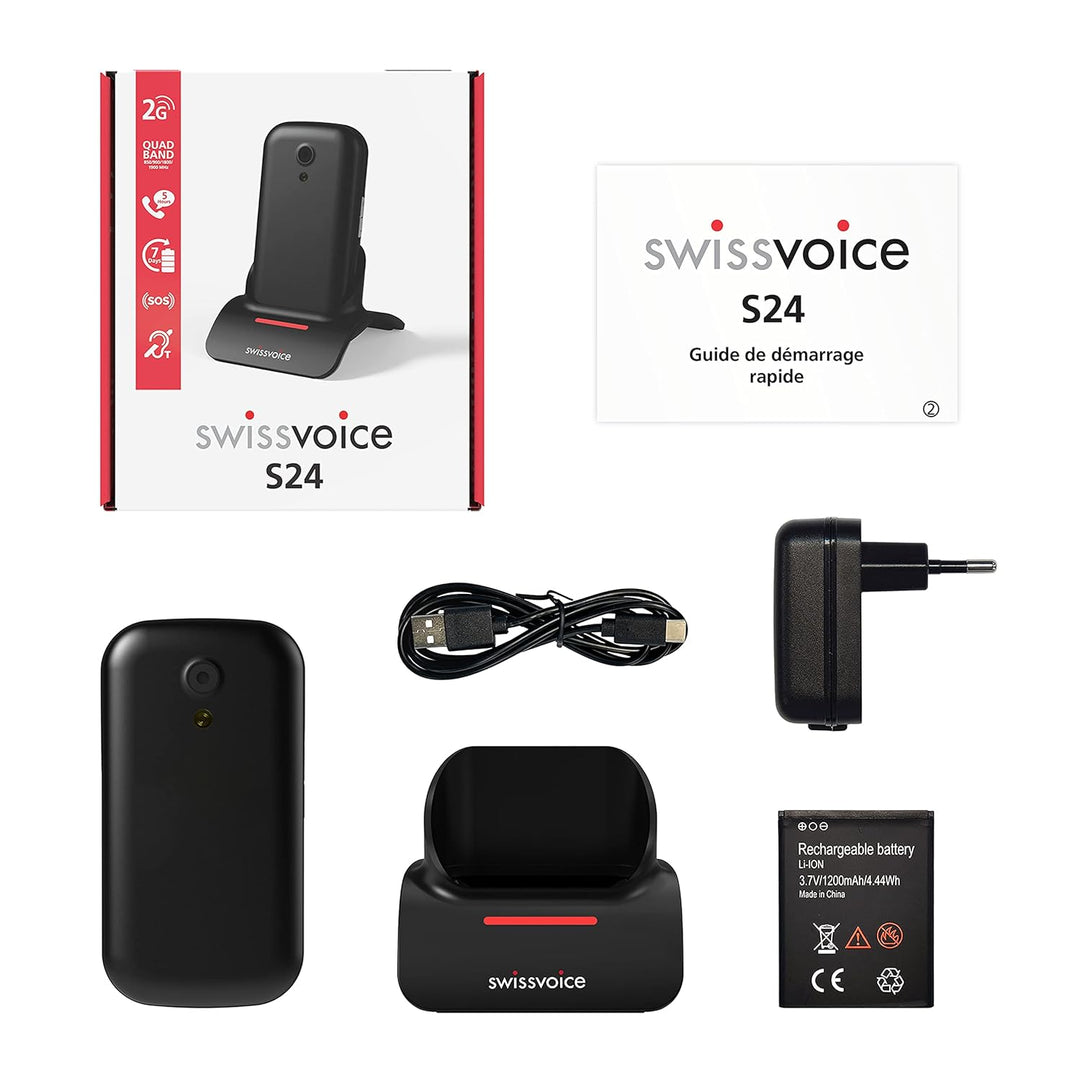 Swissvoice S24 2G Senioren-Klapp-Handy SOS Taste Schwarz