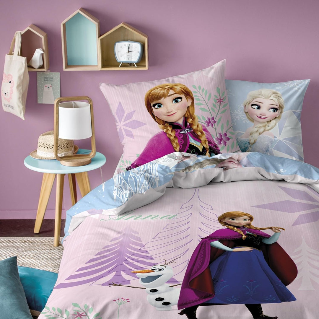 Disney Die Eiskönigin Bettwäsche Set 135x200 80x80 cm · Frozen Mädchenbettwäsche mit Anna und ELSA ·